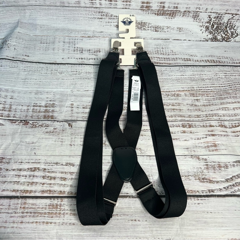 Dockers Small-XL Black Adjustable Suspenders NEW